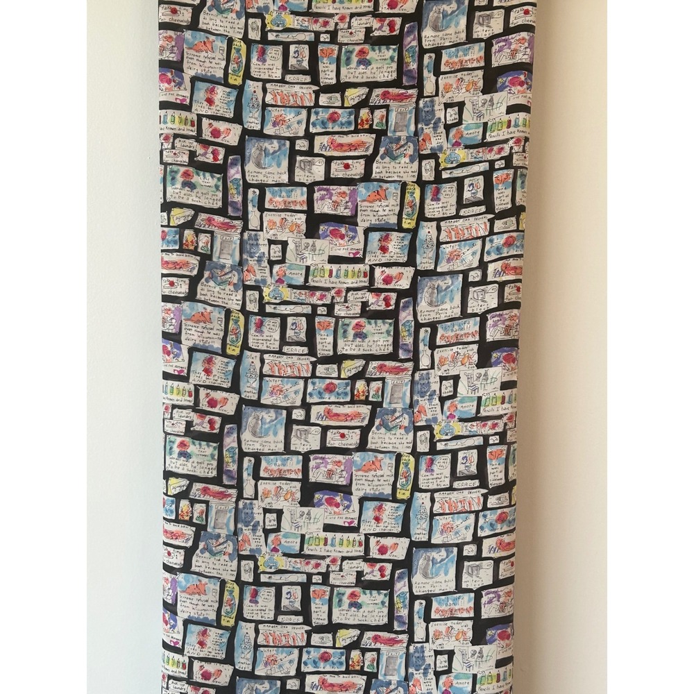 Vintage 90s Nicole Miller Signed Oversized Silk Scarf Novelty Comic Book Print